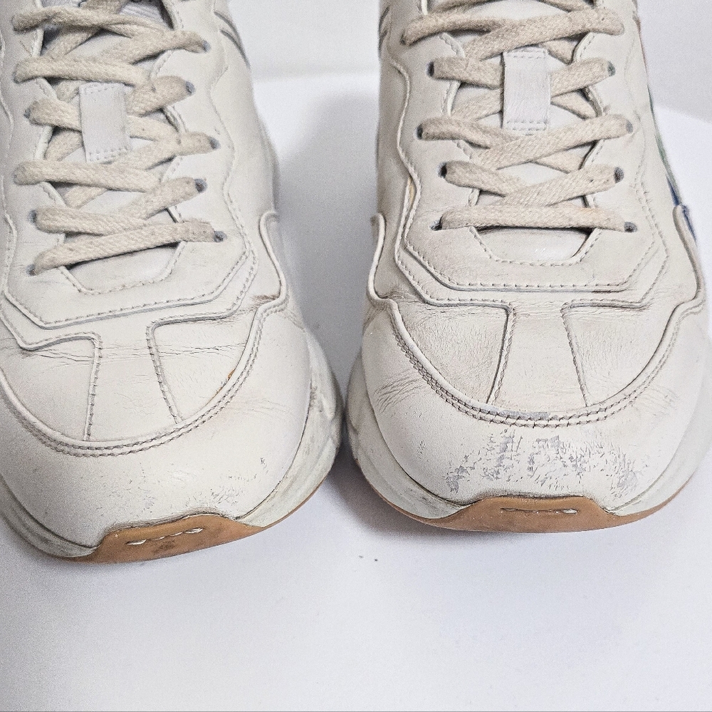 Gucci Rhyton cream chunky rainbow glitter logo casual sneakers size 36.5 - Picture 4 of 11